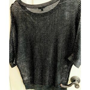 Black loose knit sweater with silver sparkles